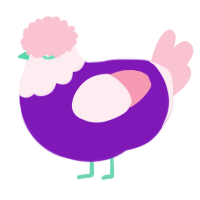 A violet and rose chicken with a head pattern