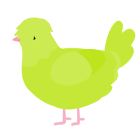 A lime chicken with a head pattern
