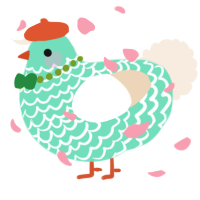 A mint and cream chicken with a lace pattern