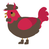 A bark and crimson chicken with a head pattern