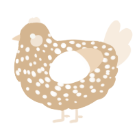 A beige and cream chicken with a speckle pattern