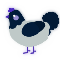 A silver and tumblr chicken with a head pattern