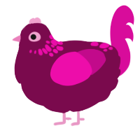 A wine and fuchsia chicken with a neck-speckle pattern