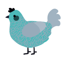 A red and bark chicken with a double-lace pattern