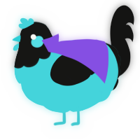 A aqua and black chicken with a head pattern