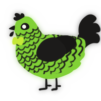 A grass and sable chicken with a lace pattern