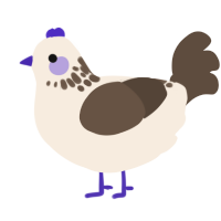 A cream and bark chicken with a neck-speckle pattern