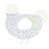 A mist and white chicken with a double-lace pattern