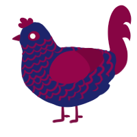 A navy and maroon chicken with a lace pattern