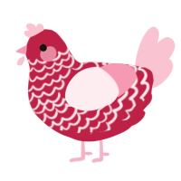 A crimson and rose chicken with a lace pattern