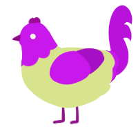 A lemon and amethyst chicken with a head pattern