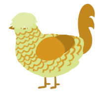 A lemon and ochre chicken with a lace pattern