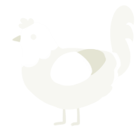 A white chicken with a head pattern