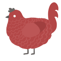 A red chicken with a lace pattern