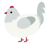 A white and silver chicken with a head pattern