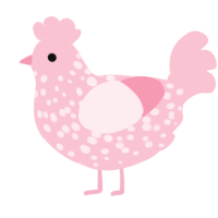A rose chicken with a speckle pattern