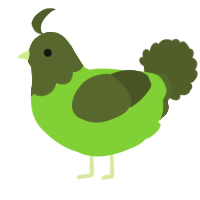 A grass and olive chicken with a head pattern
