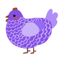 A blurple and lilac chicken with a lace pattern