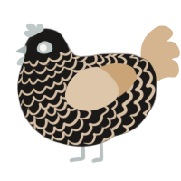 A sable and beige chicken with a lace pattern