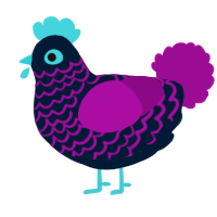 A tumblr and plum chicken with a lace pattern