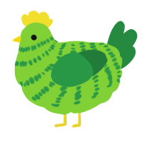 A grass and viridian chicken with a bar pattern