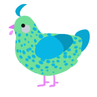 A spring and cerulean chicken with a speckle pattern