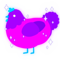 A amethyst and violet chicken with a head pattern