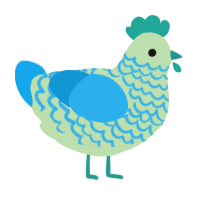 A gluppy and sky chicken with a lace pattern