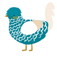 A sea and cream chicken with a lace pattern
