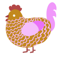 A ochre and lavender chicken with a lace pattern