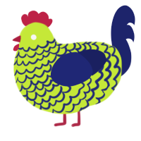A lime and navy chicken with a lace pattern