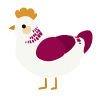 A white and maroon chicken with a neck-band pattern