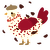 A cream and maroon chicken with a speckle pattern