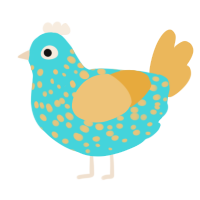A aqua and honey chicken with a speckle pattern