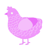 A lavender chicken with a lace pattern