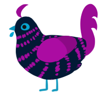 A tumblr and plum chicken with a bar pattern