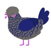 A grey and navy chicken with a lace pattern