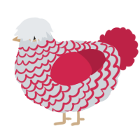 A mist and crimson chicken with a lace pattern