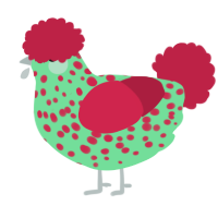 A spring and crimson chicken with a speckle pattern
