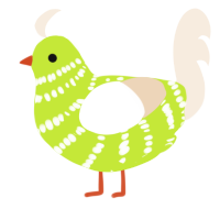 A lime and cream chicken with a bar pattern