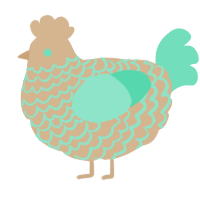 A beige and mint chicken with a lace pattern