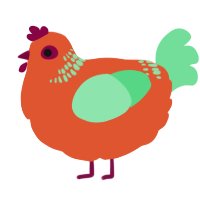 A vermilion and spring chicken with a neck-band pattern