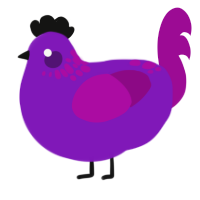 A violet and plum chicken with a neck-speckle pattern