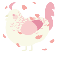 A white and pink chicken with a half-lace pattern