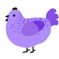 A lilac and blurple chicken with a half-lace pattern