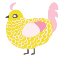 A yellow and rose chicken with a lace pattern