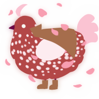 A red and rose chicken with a speckle pattern