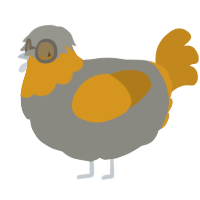 A ash and ochre chicken with a head pattern