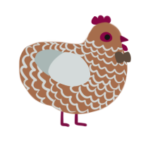 A brown and silver chicken with a lace pattern