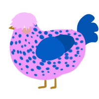 A lavender and ultramarine chicken with a speckle pattern